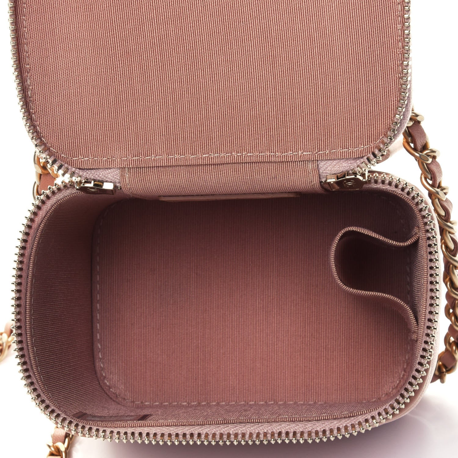 Chanel Lambskin Quilted Top Handle Mini Vanity Case With Chain Beige 4 of 4