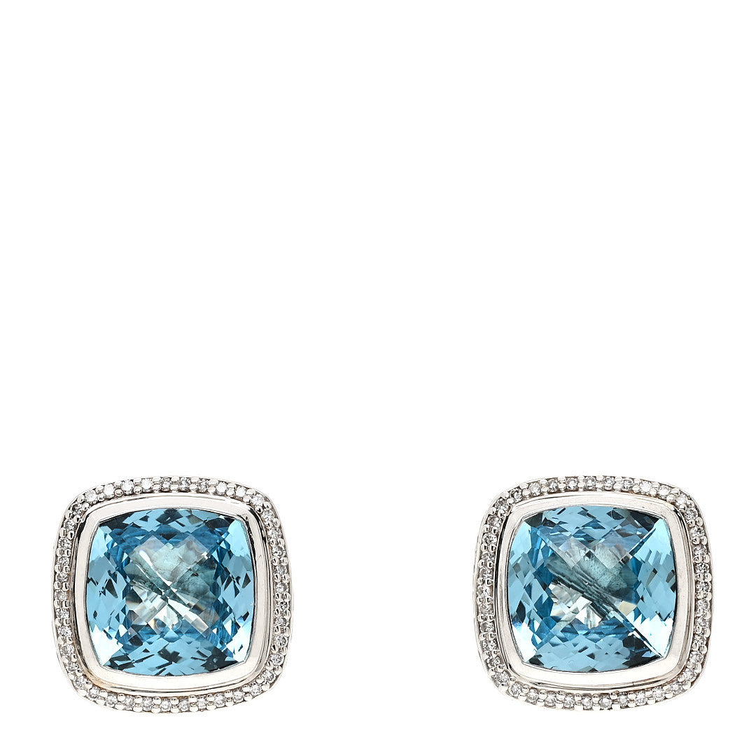 Sterling Silver Diamond Blue Topaz 14mm Albion Earrings