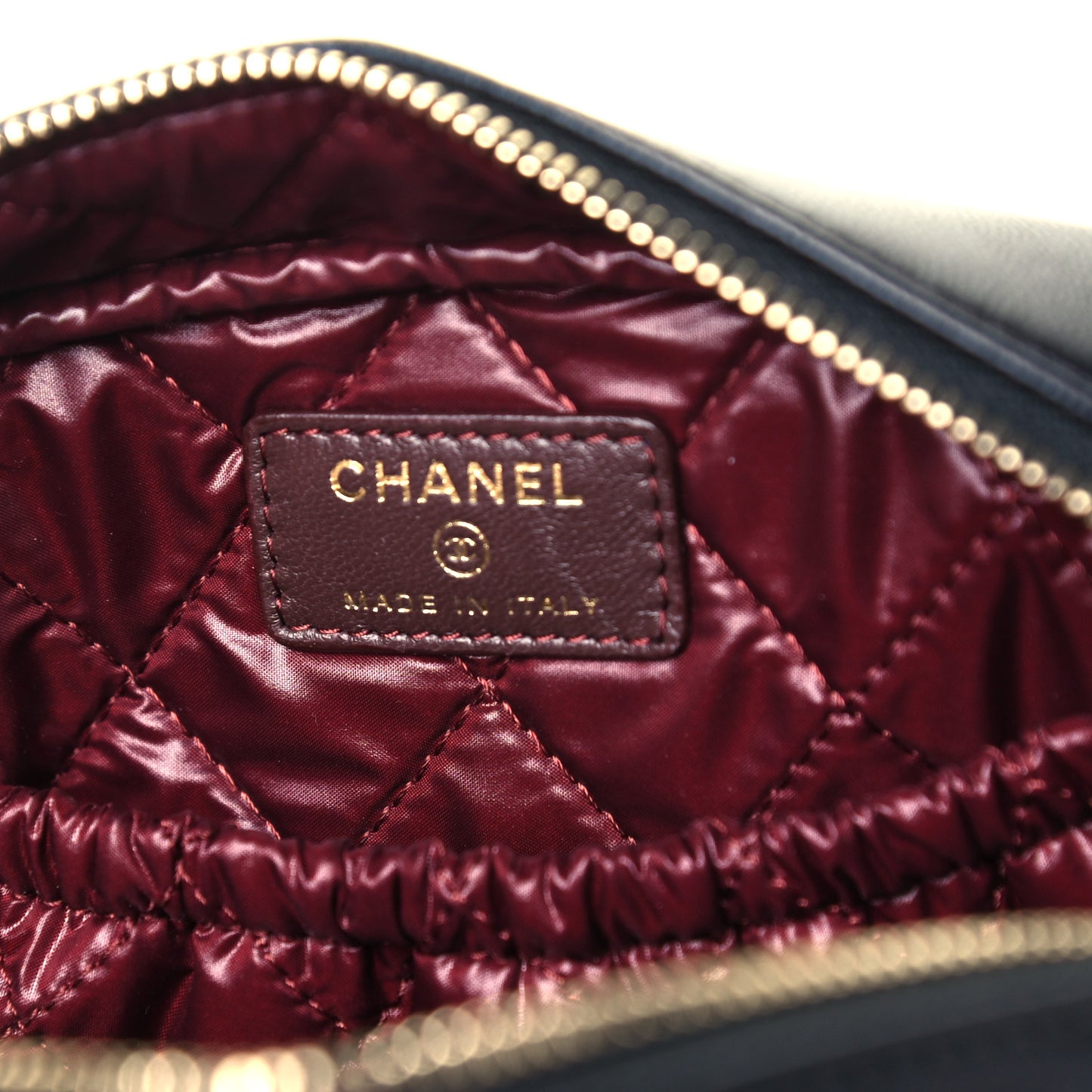 Lambskin Quilted Medium Curvy Pouch Cosmetic Case Black