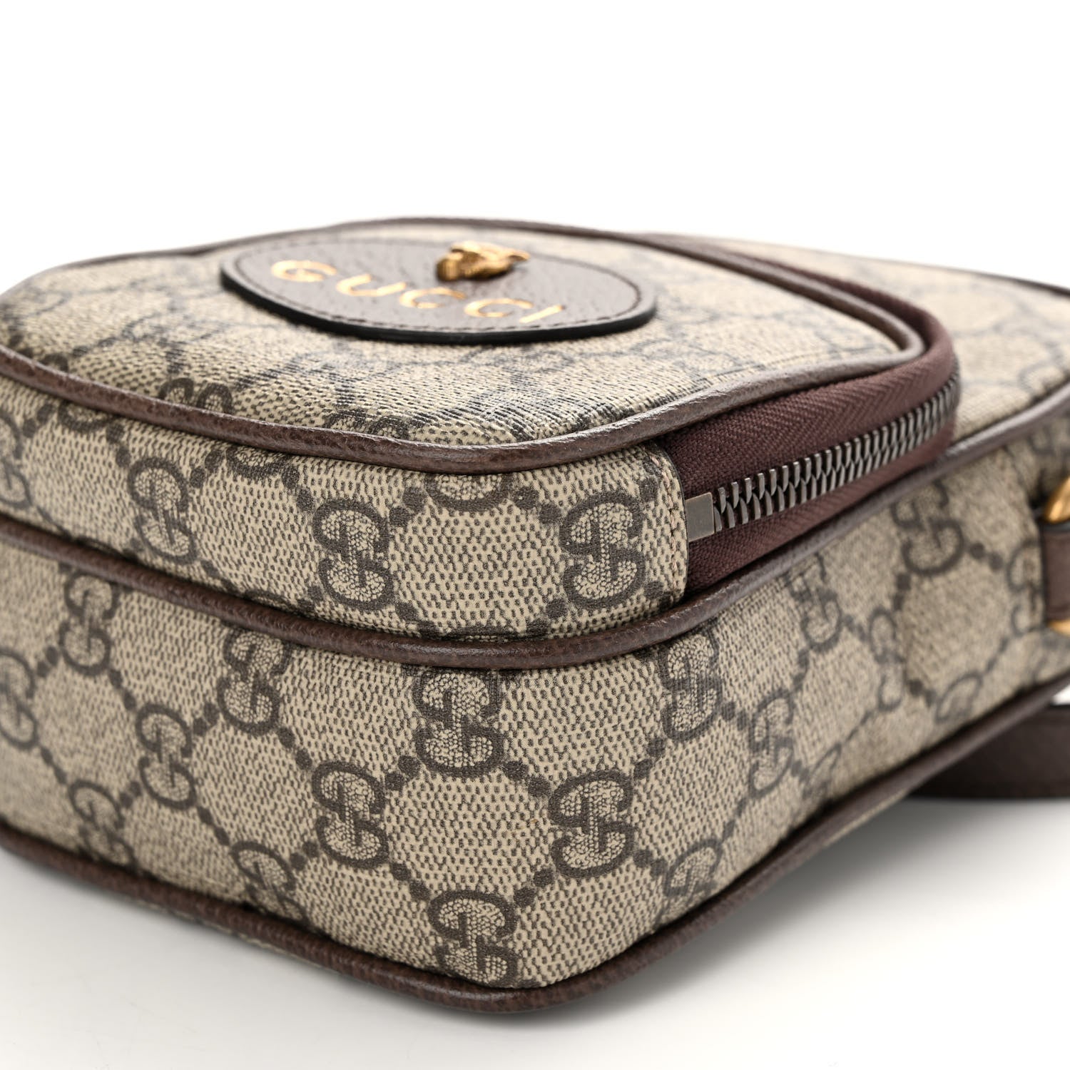 Gucci GG Supreme Monogram Mini Neo Vintage Double Zip Messenger Bag Beige New Acero Crop 11 of 12