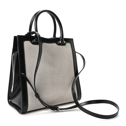 Saint Laurent Canvas Calfskin Small Uptown Tote Black 2 of 9
