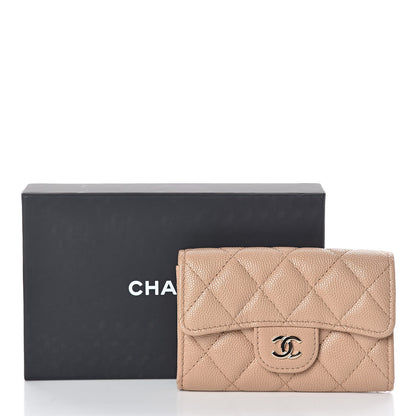 Chanel Caviar Quilted Flap Card Holder Wallet Beige 9 of 9