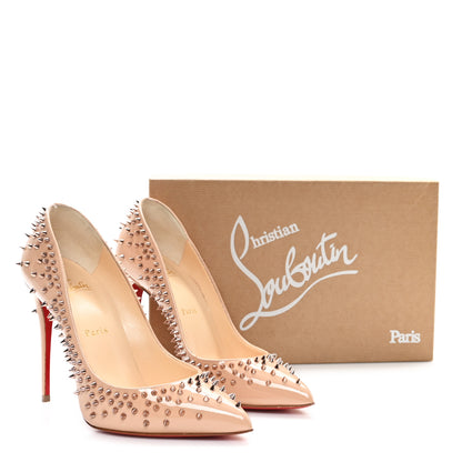 Christian Louboutin Patent Studded Escarpic 100 Pumps 39 Dou Dou Gold Rose 9 of 9