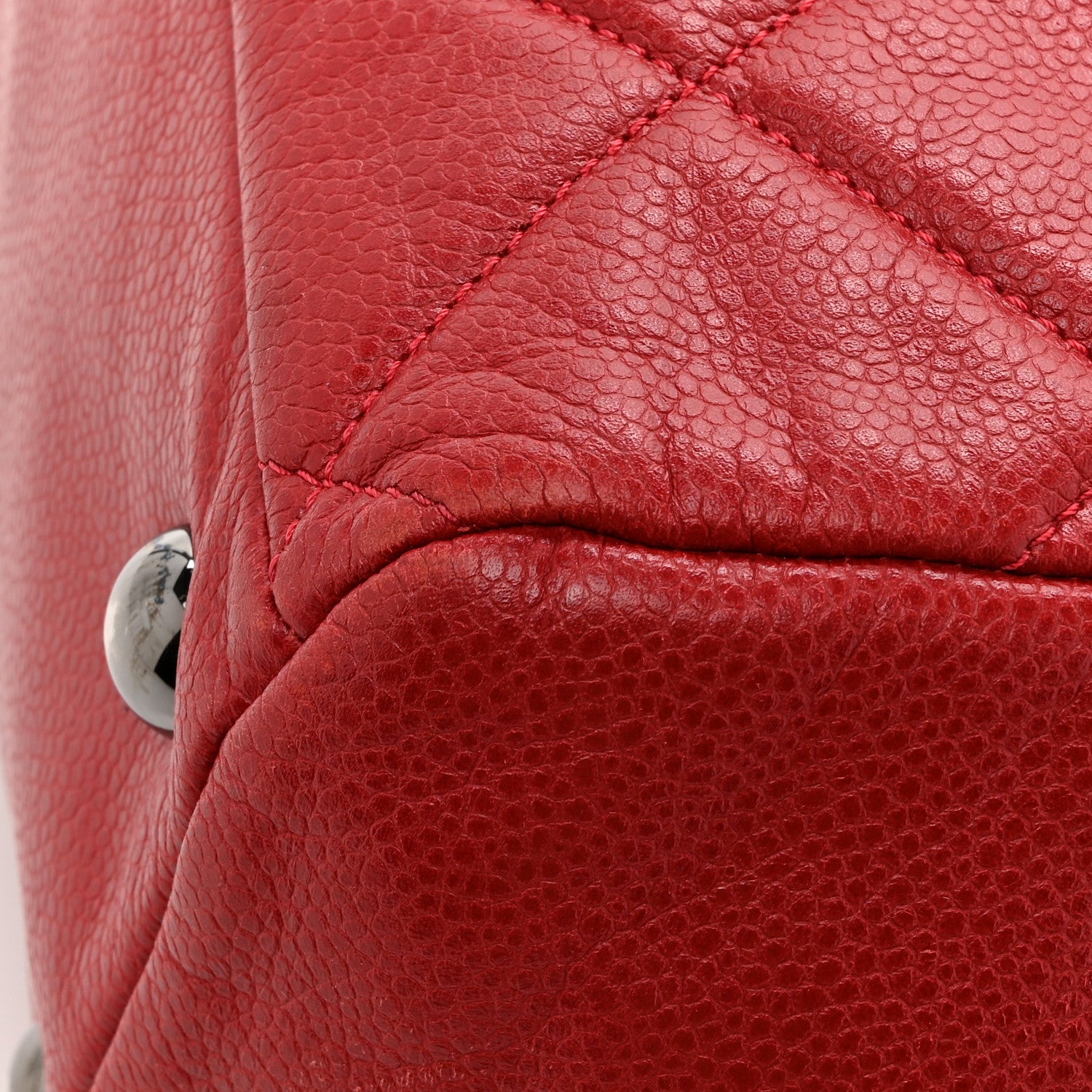 Chanel Caviar Quilted Large Cells Shopping Tote Red 14 of 17
