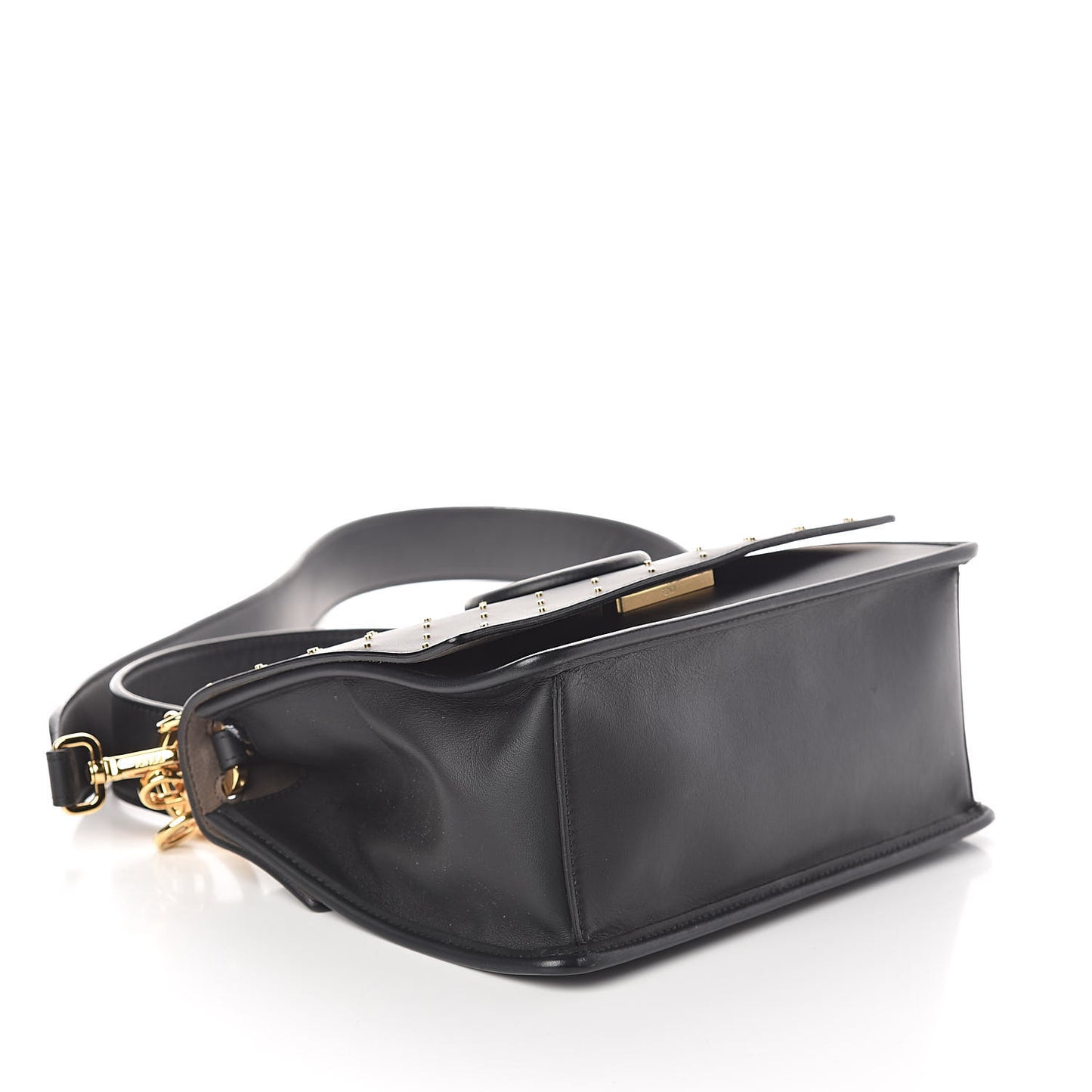 Vitello Liberty F is Studded Kan I Shoulder Bag Black Gold
