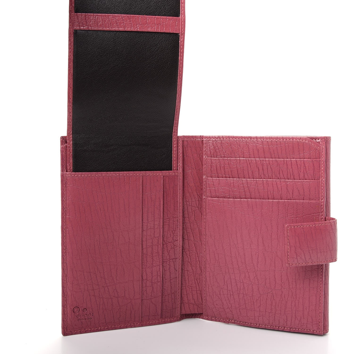 Gucci Textured Calfskin French Flap Wallet Pink 5 of 7