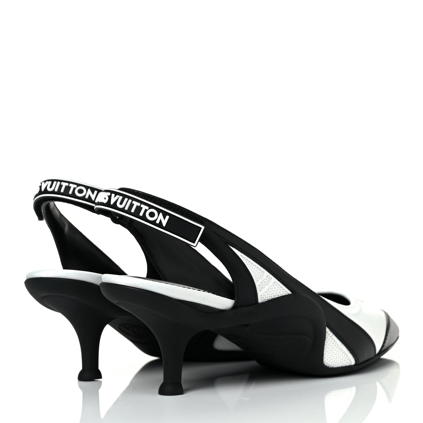 Calfskin Archlight Slingback Pumps 37 Black White