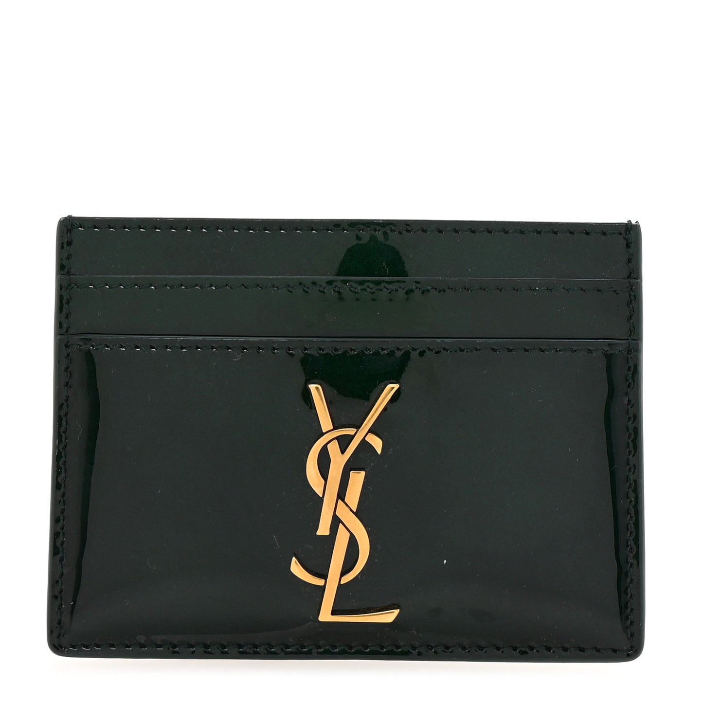 Patent Calfskin Monogram Credit Card Case Fir Leaf