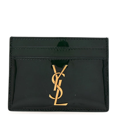 Saint Laurent Patent Calfskin Monogram Credit Card Case Fir Leaf 1 of 7