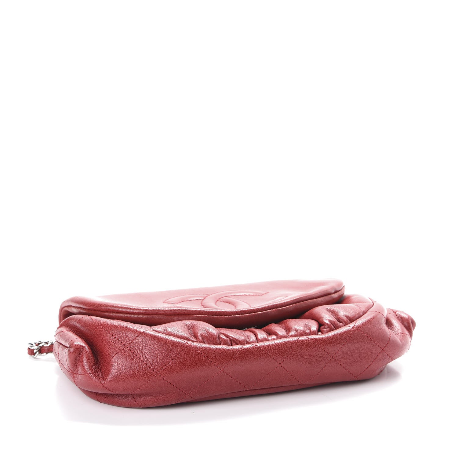 Chanel Lambskin Half Moon Wallet On Chain WOC Red 2 of 9