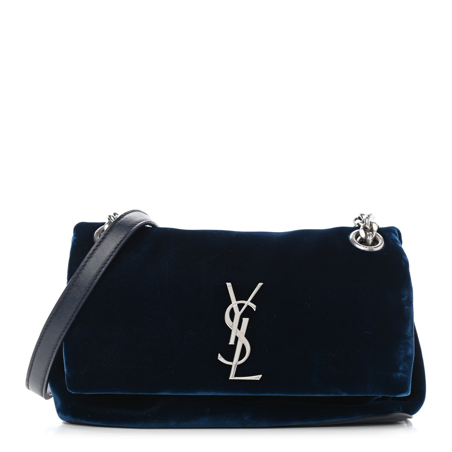 Velvet Small West Hollywood Monogram Fold-Over Bag Blue