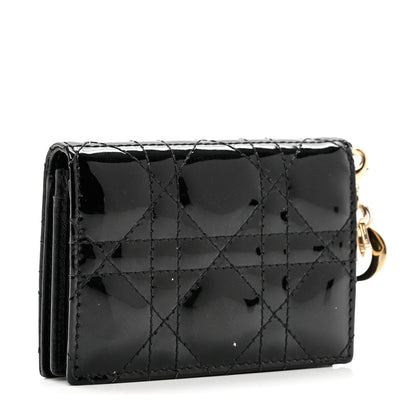 Christian Dior Patent Cannage Small Lady Dior Flap Card Holder Black 3 of 8