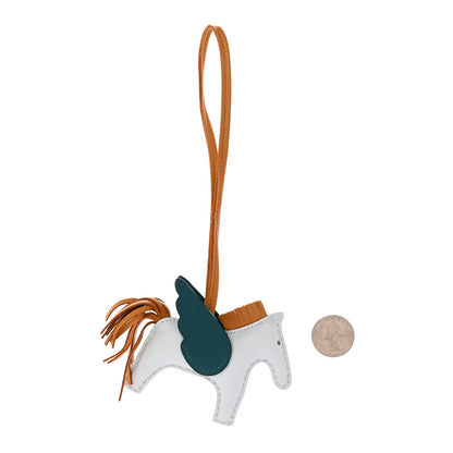 Hermes Milo Lambskin Grigri Rodeo Pegase Horse Bag Charm PM Bleu Brume Sesame Vert Bosphore 2 of 5