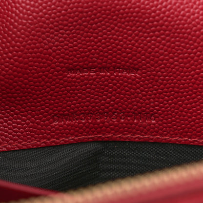 Saint Laurent Grain De Poudre Matelasse Chevron Monogram Envelope Chain Wallet New Red 7 of 13