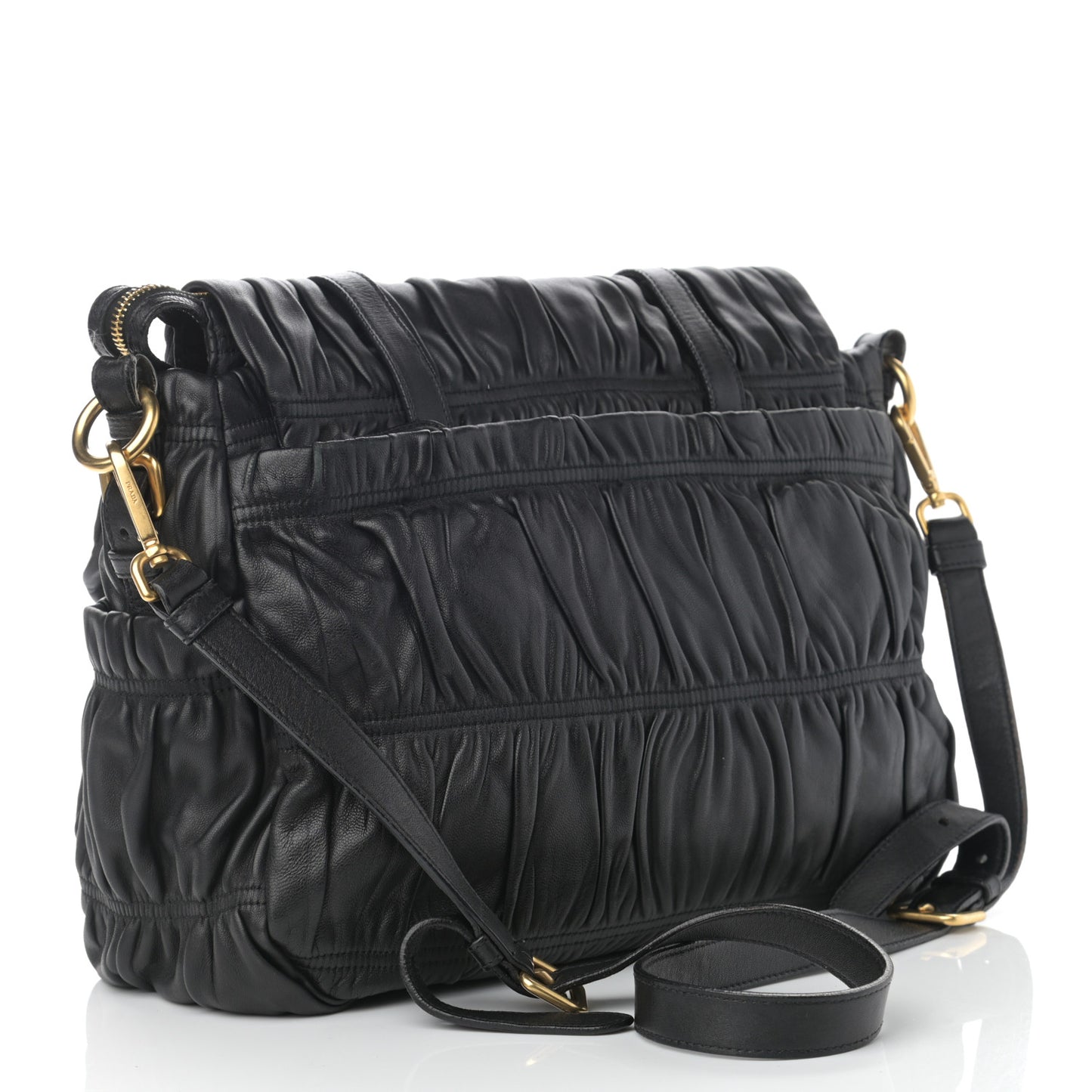 Nappa Gaufre Messenger Tote Black