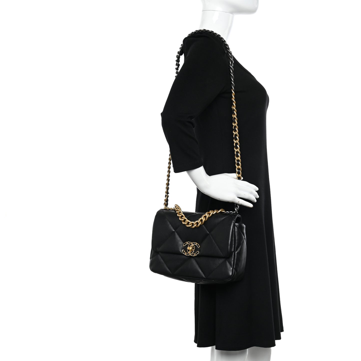 Lambskin Quilted Medium Chanel 19 Flap Black