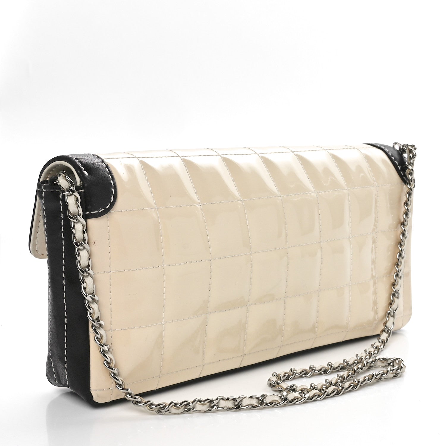 Chanel Patent East West Chocolate Bar Flap White Black 3 of 10