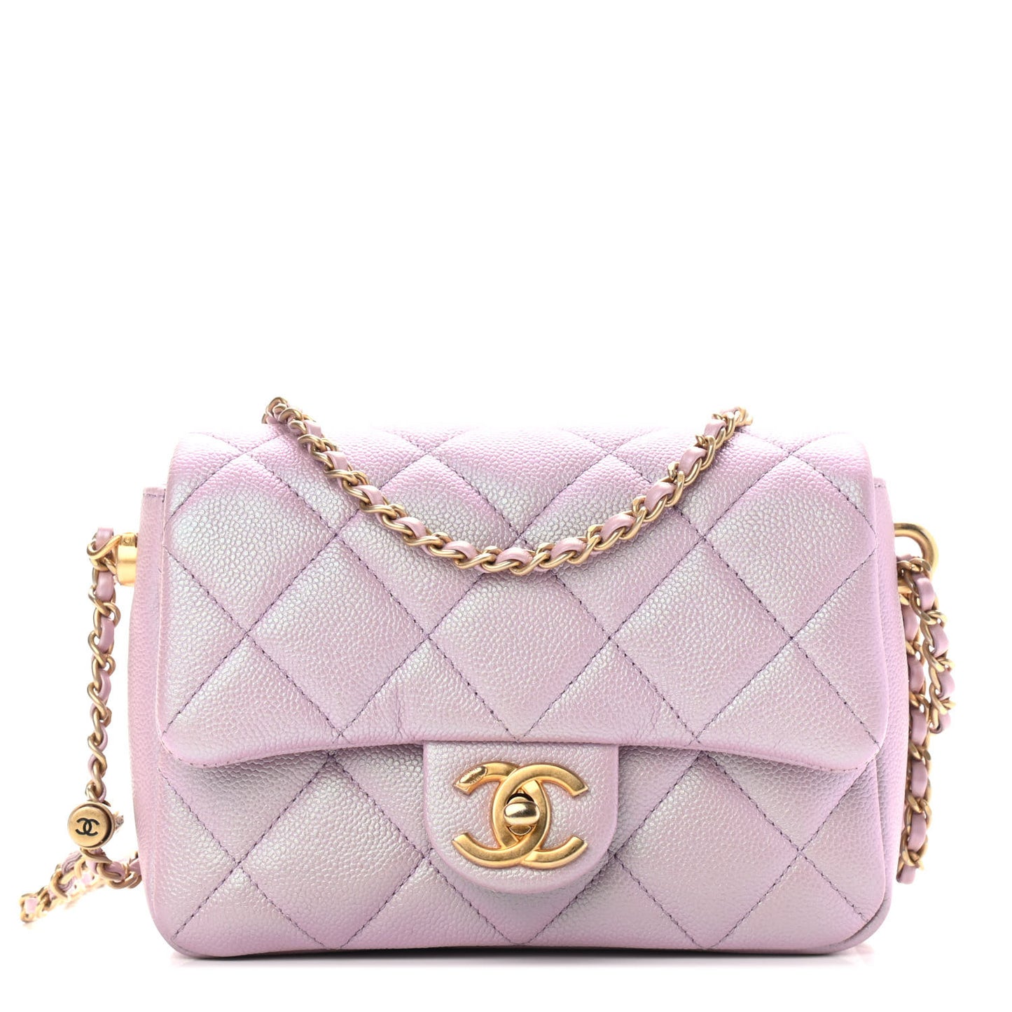 Iridescent Caviar Quilted Mini My Perfect Flap Pink