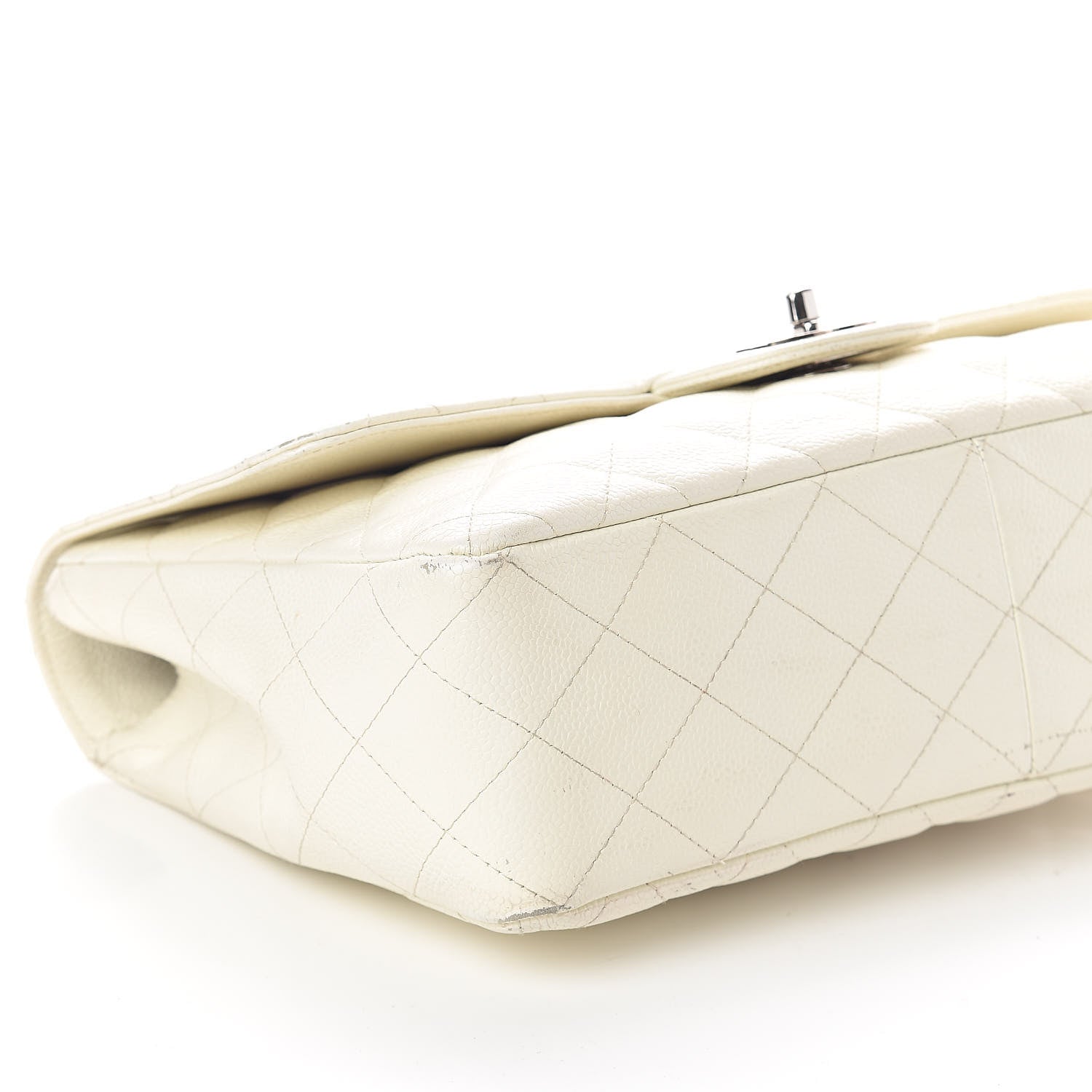 Chanel Caviar Quilted Jumbo Single Flap White 10 of 13