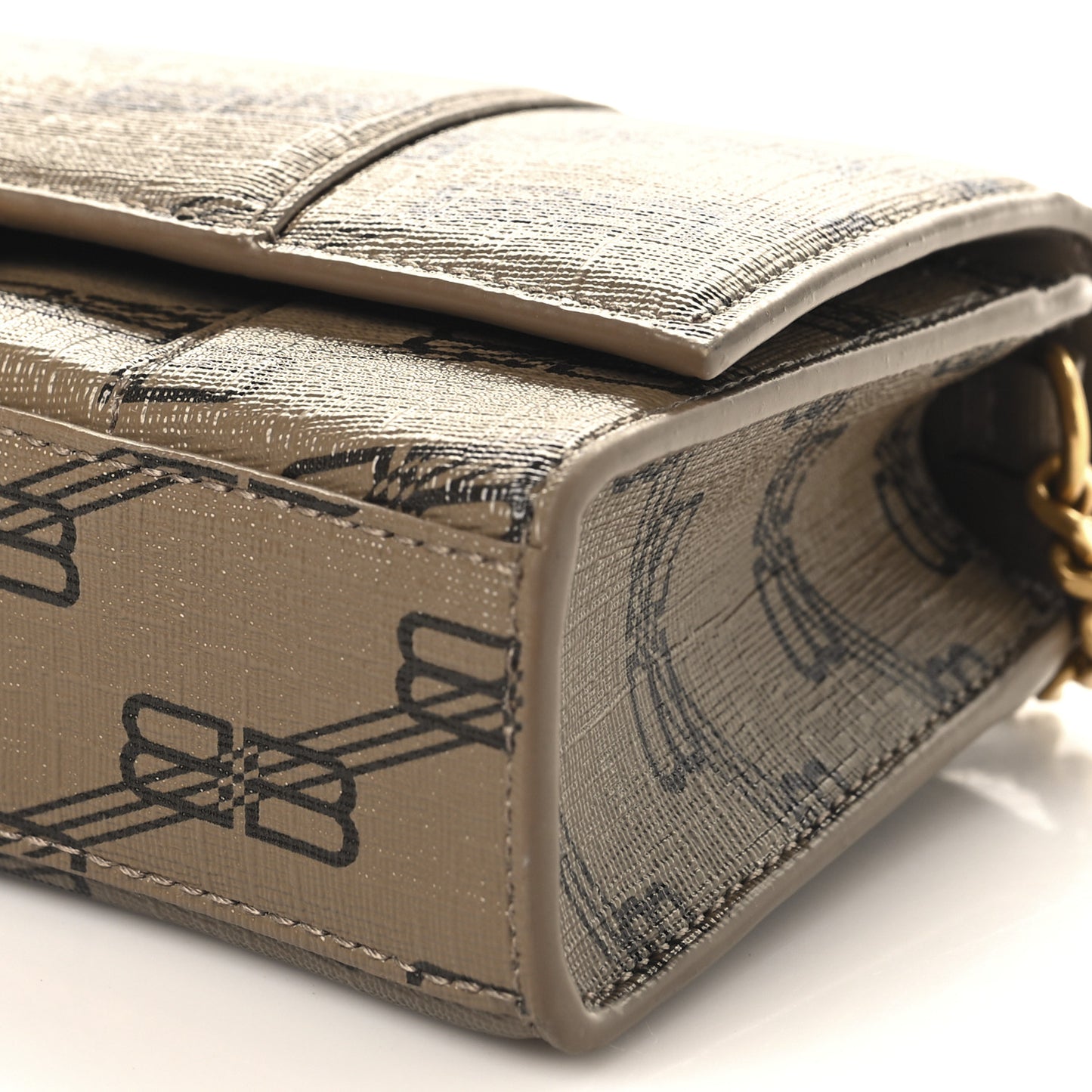 Coated Canvas BB Monogram Hourglass Chain Bag Beige Brown