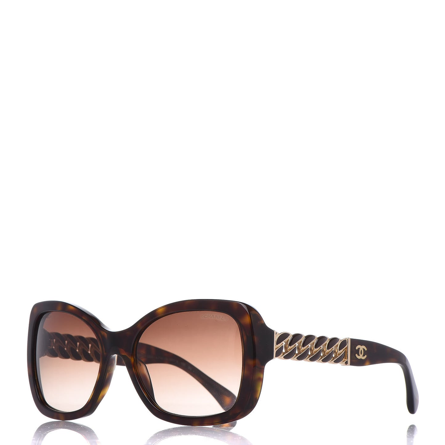 Acetate Metal Chain Square Sunglasses 5305 Brown