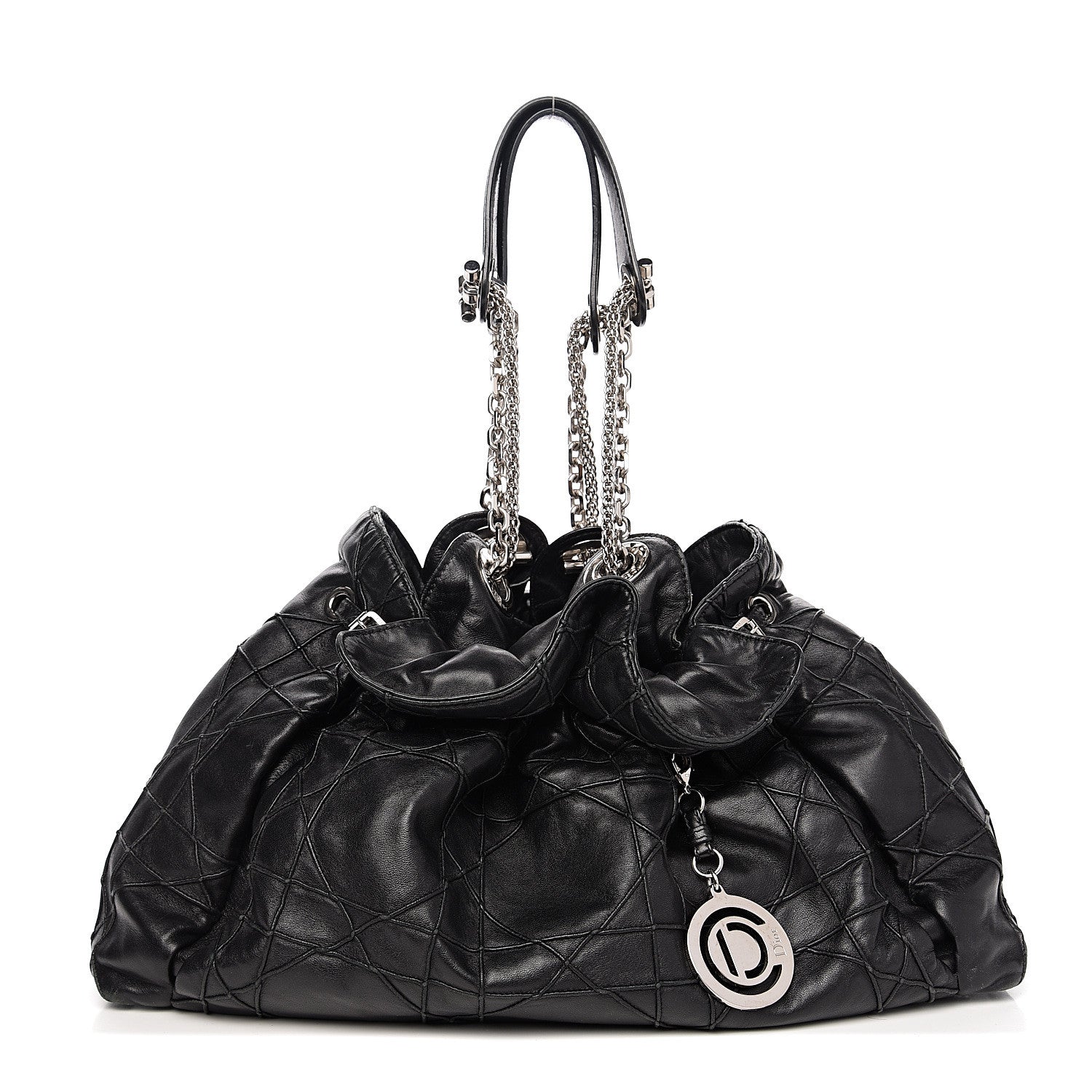 Christian Dior Lambskin Cannage Drawstring Bag Black 1 of 11