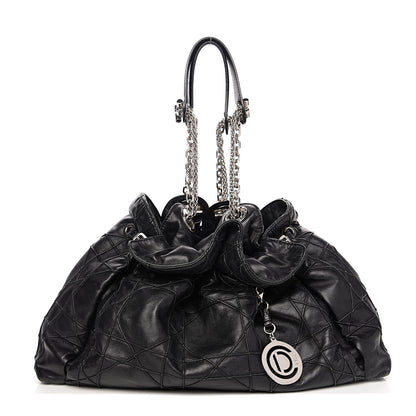 Christian Dior Lambskin Cannage Drawstring Bag Black 1 of 11