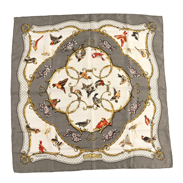 HERMES スカーフ カレ90 LA CLE des CHANPS バード Hermes Silk La Cle Des Champs Scarf 90 Grey Multicolor 1847970