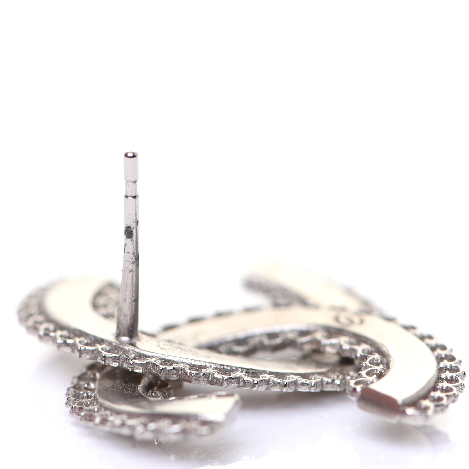 Chanel Scalloped CC Earrings Silver 5 of 8