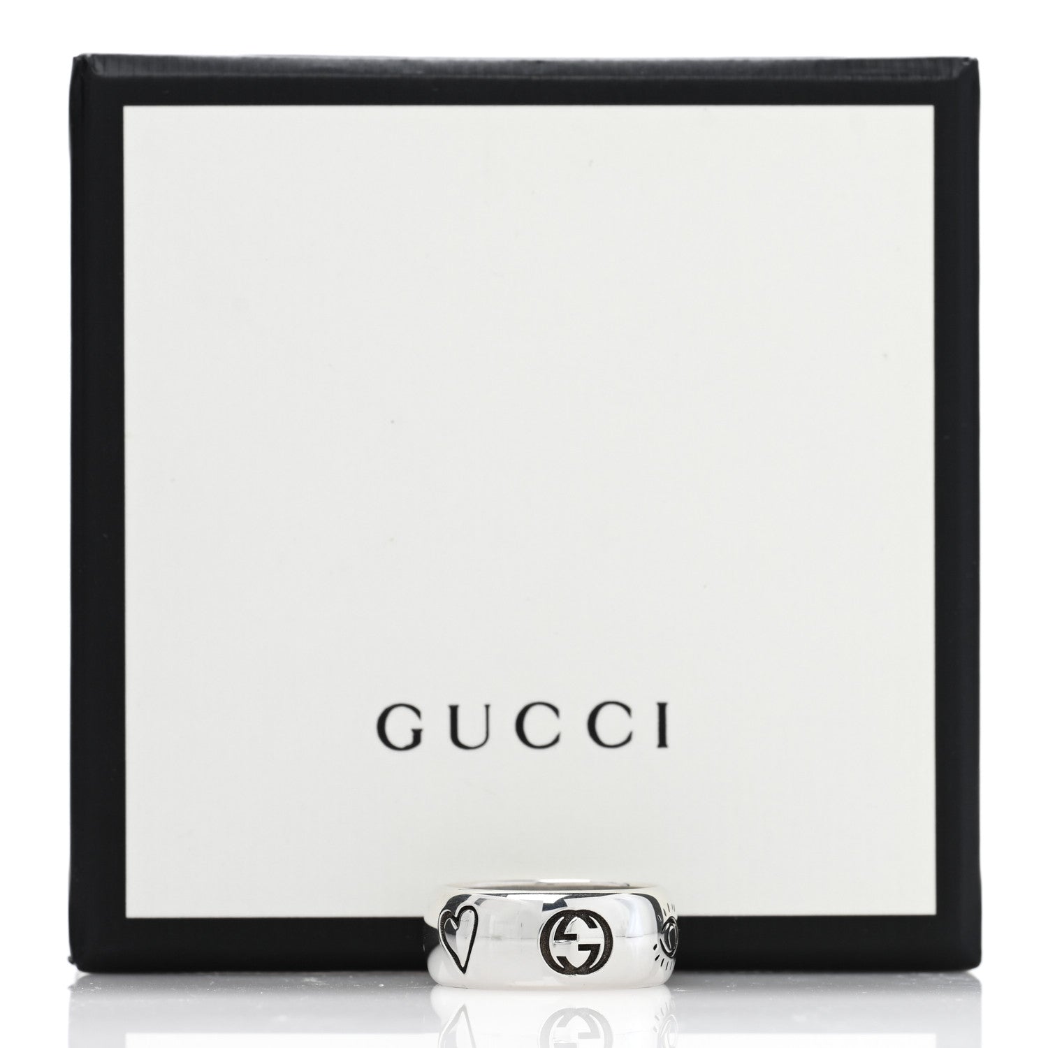 Gucci Sterling Silver Wide Blind for Love Band Ring 61 9.5 5 of 5