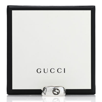 Gucci Sterling Silver Wide Blind for Love Band Ring 61 9.5 5 of 5