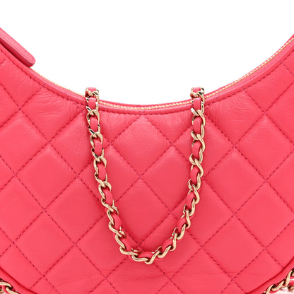 Chanel Lambskin Quilted Small Hobo Bag Pink 8 of 10