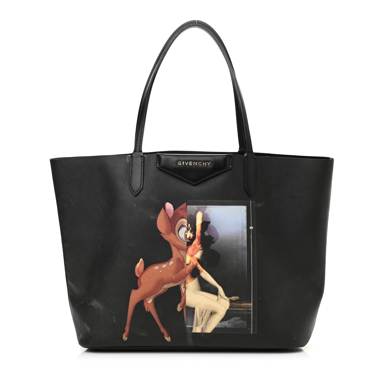 Givenchy Textured Coated Canvas Bambi Print Large Antigona Tote Black 1 of 18