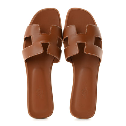 Hermes Box Calfskin Oran Sandals 41 Gold 5 of 10