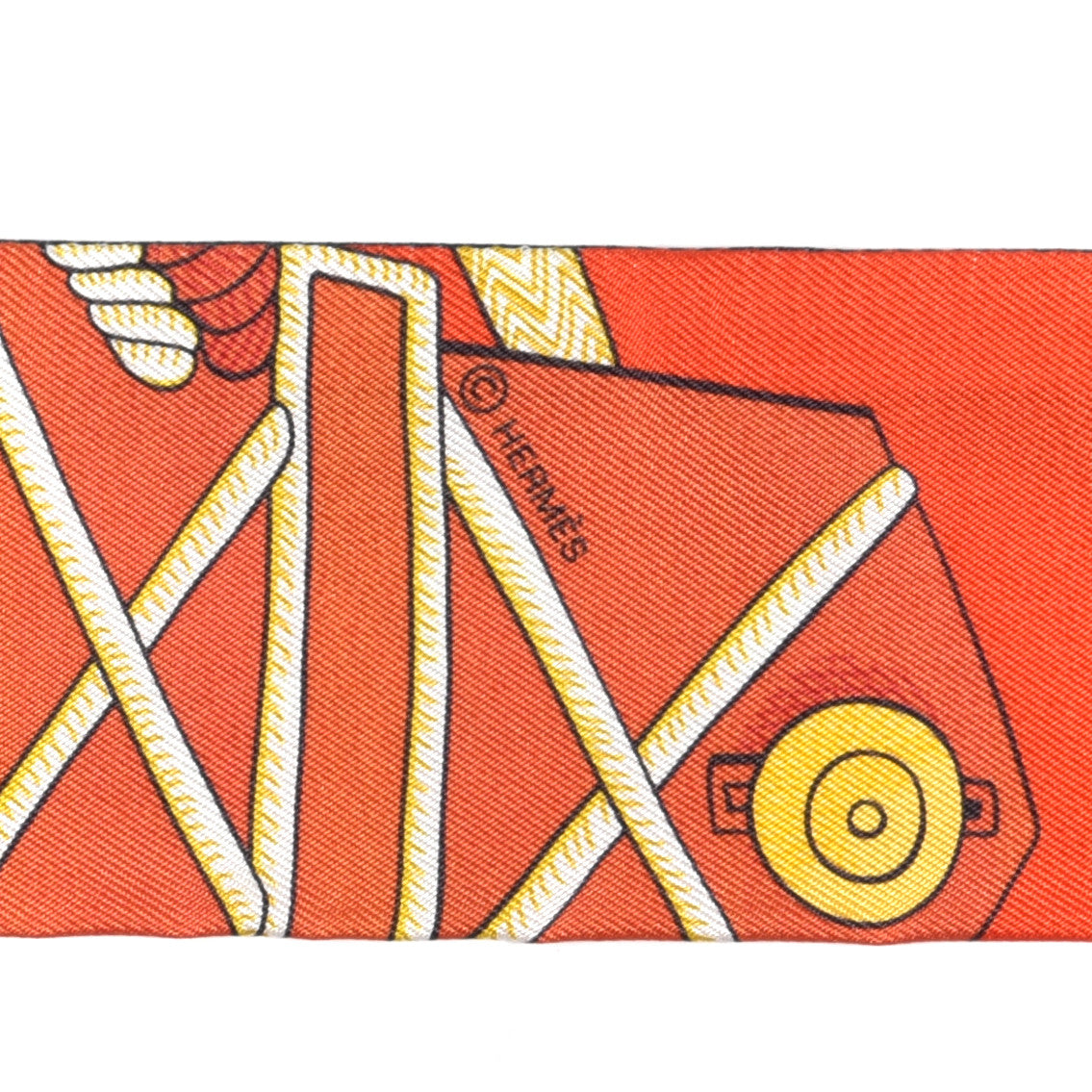 Hermes Silk Zouaves Et Dragons Twilly Rose Orange Multicolor 3 of 4