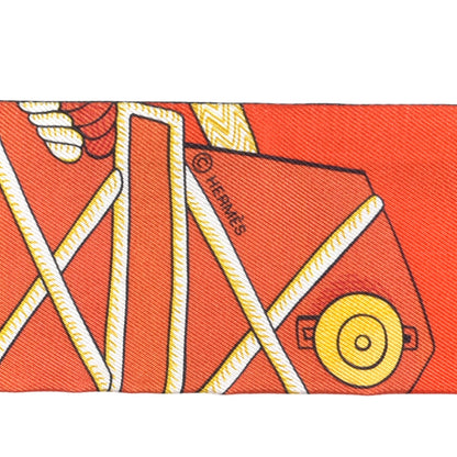 Hermes Silk Zouaves Et Dragons Twilly Rose Orange Multicolor 3 of 4