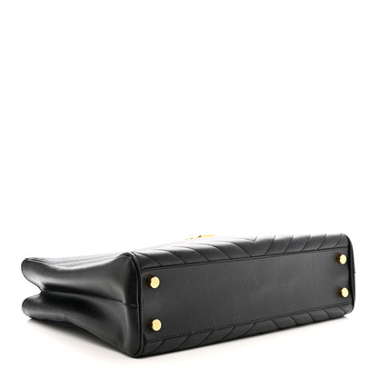 Saint Laurent Grain De Poudre Matelasse Chevron Monogram Shopping Bag Black 4 of 13