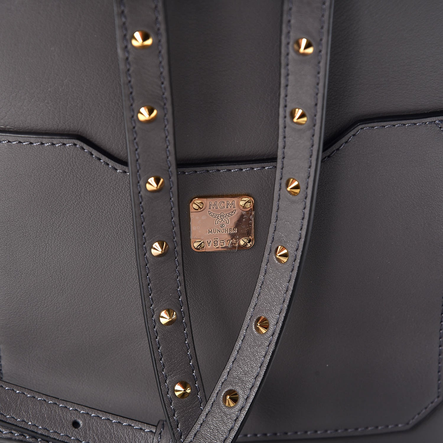 MCM Calfskin Mini Duchess Polke Studs Backpack Grey 10 of 10