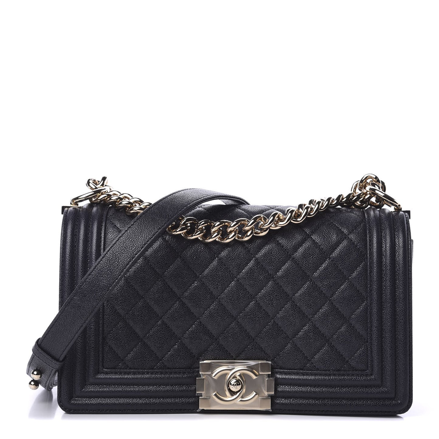 Caviar Quilted Medium Boy Flap Dark Blue