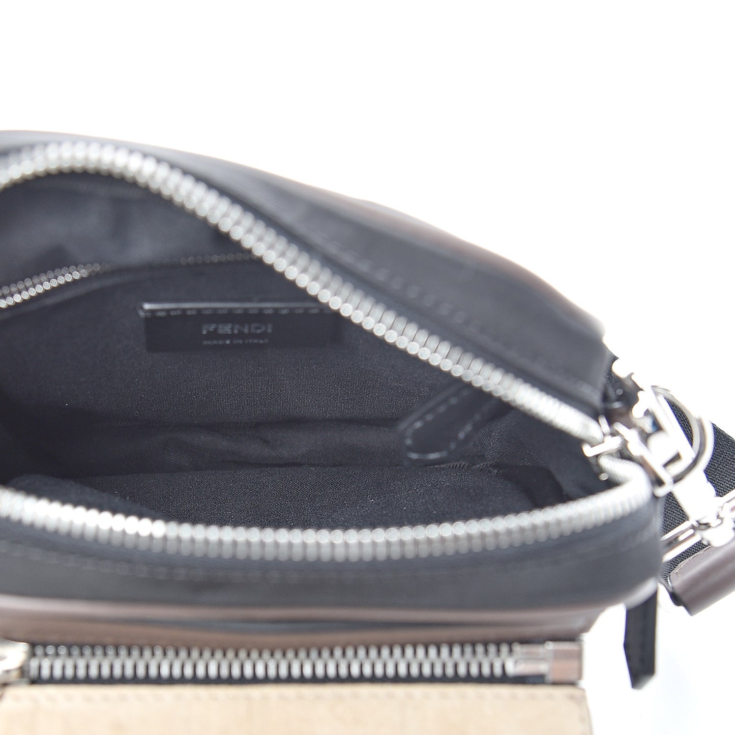 Nylon Fabric Jacquard Chamois FF 1974 Medium Crossbody Messenger Black Nuvola