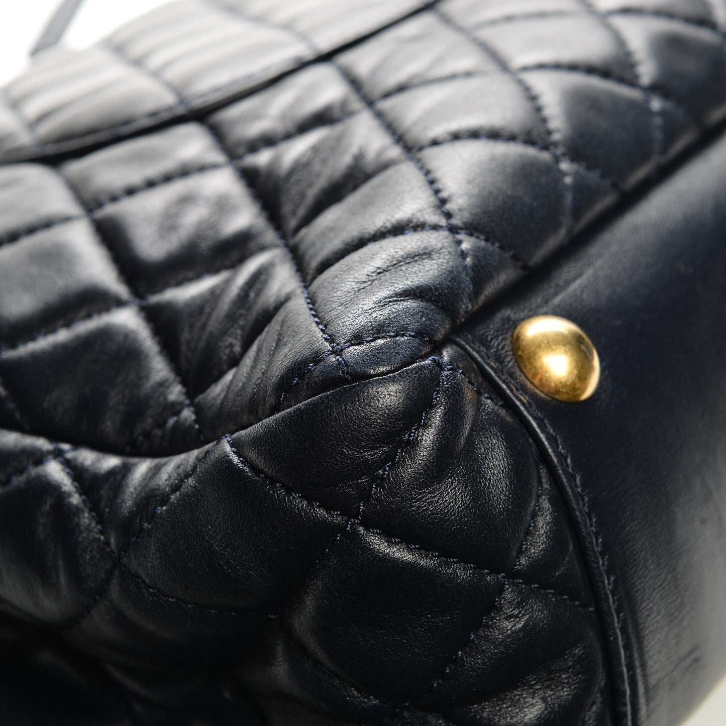 Lambskin Quilted Large Tote Navy