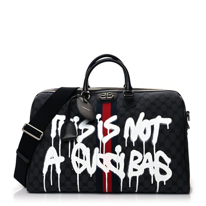 Gucci X BALENCIAGA BB Monogram Web Graffiti Medium Ophidia Carry-On Duffle Bag Black 1 of 11