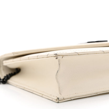 Saint Laurent Grain De Poudre Matelasse Chevron Monogram Envelope Chain Wallet Dove White 10 of 18