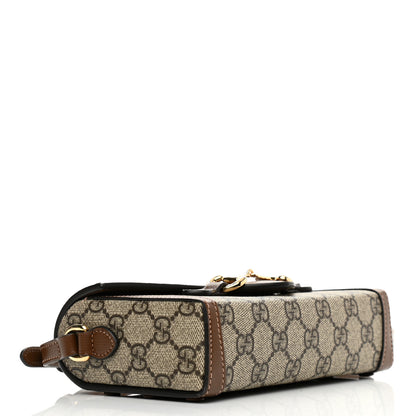 Gucci GG Supreme Monogram Mini Horsebit 1955 Shoulder Bag Beige Brown Sugar 3 of 11