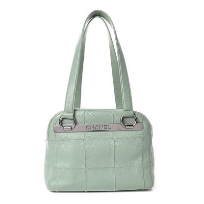 Chanel Caviar Square Stitched Small Bowler Light Green 1 of 13