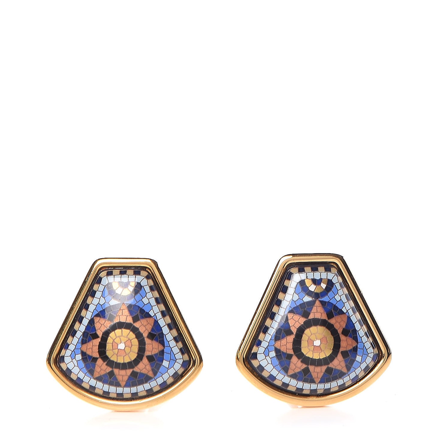 Printed Enamel Clip On Earrings