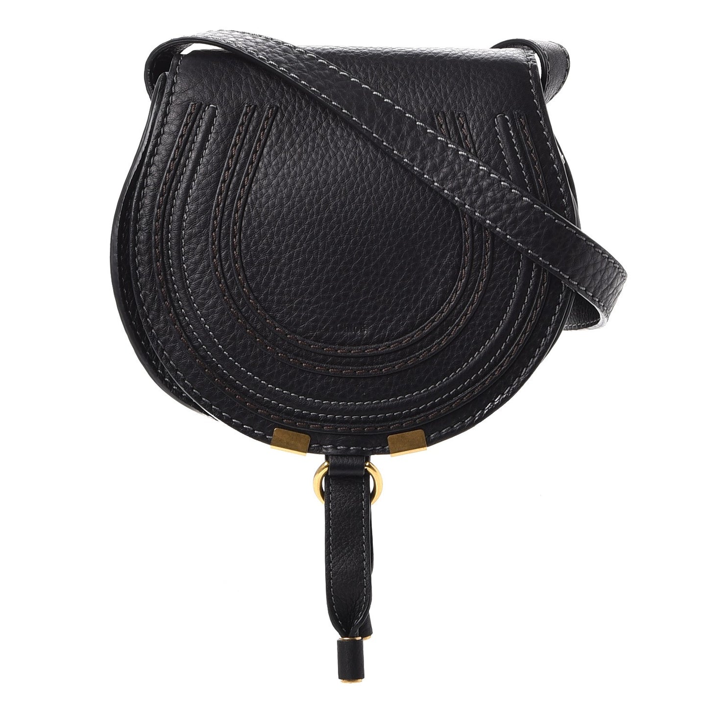 Calfskin Mini Marcie Round Crossbody Bag Black