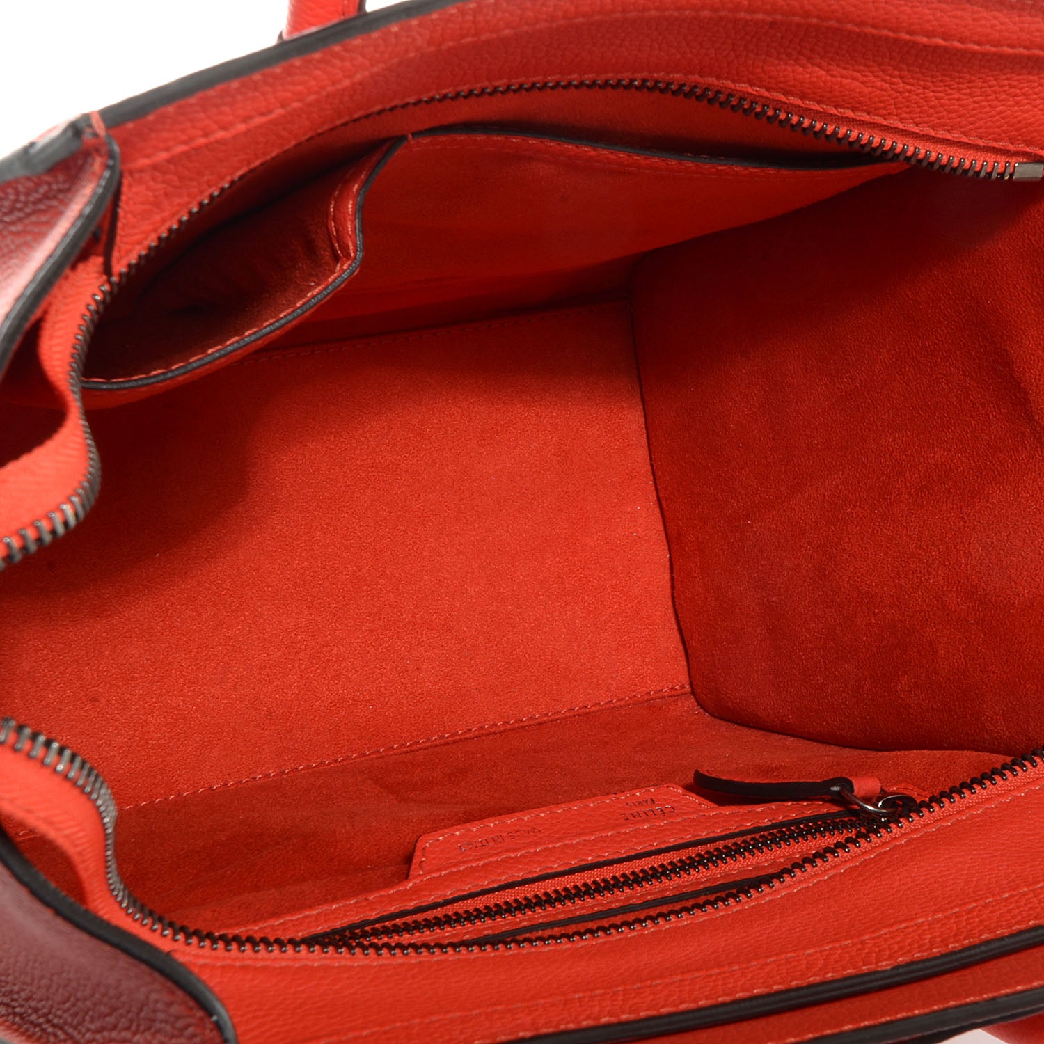 Celine Drummed Leather Micro Luggage Vermillion 5 of 8