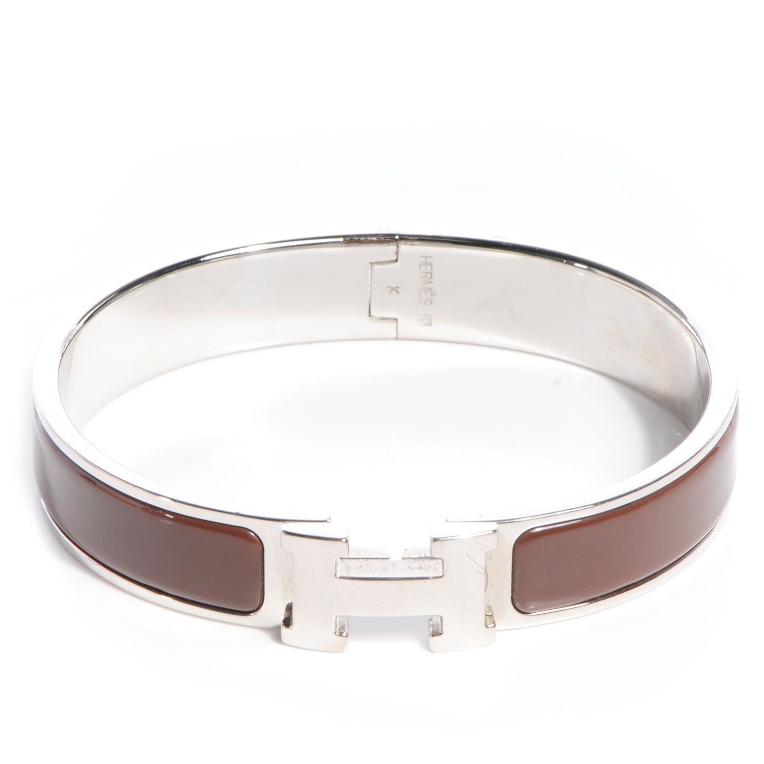 Hermes Enamel Narrow Clic Clac H Bracelet GM Moka 3 of 5