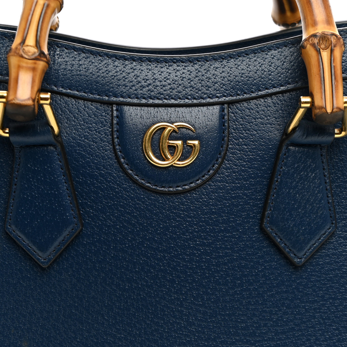 Gucci Textured Dollar Calfskin Web Small Diana Tote Bag Royal Crop 8 of 11